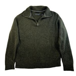 Northern Isles L Large 1/4 Zip Pullover Sweater Merino Wool Blend Men's Green‎